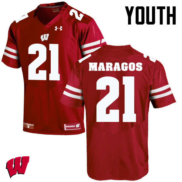 Youth Winsconsin Badgers #21 Chris Maragos College Football Jerseys-Red - Click Image to Close